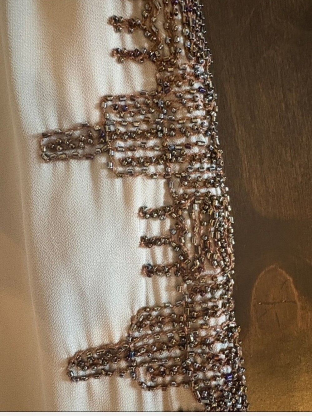 Embellished V-Neck Sleeveless Dress - Neutral Beige - Picture 4 of 6